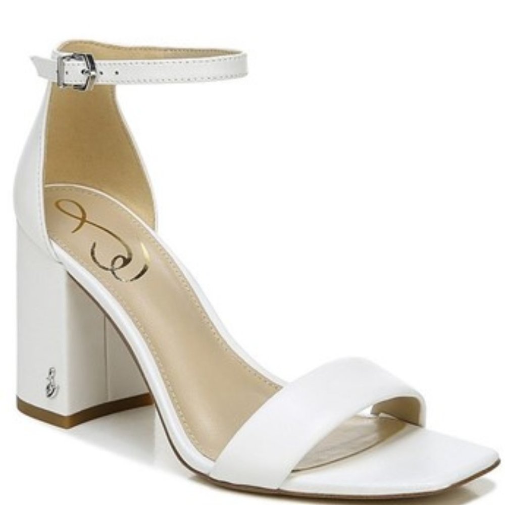 Sam Edelman Daniella Leather Ankle Strap High-Heel Sandals Size 8.5 White
